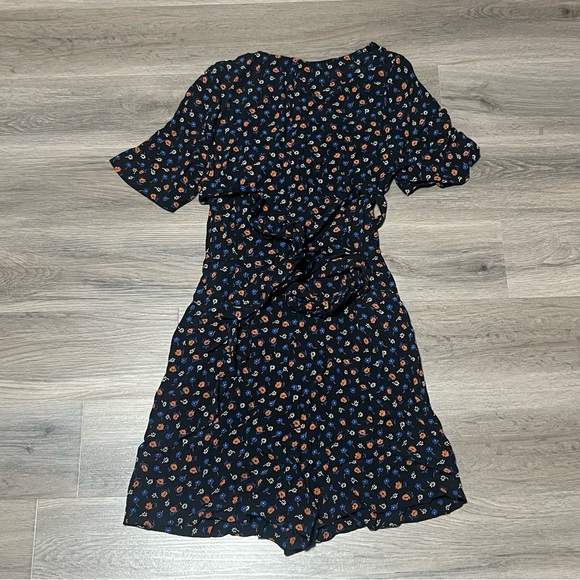 Madewell 2 Wrap-Front Romper Black Prairie Posies Floral Tie Retro L2496 NWT - Picture 7 of 10
